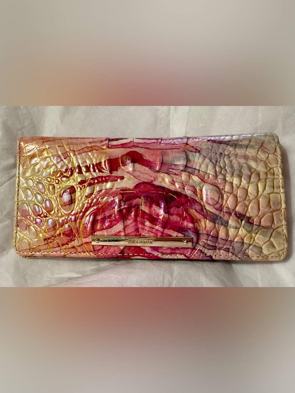 Brahmin Ady Bi-Fold Wallet in Entice Ombré Melbourne Croc-Embossed Leather